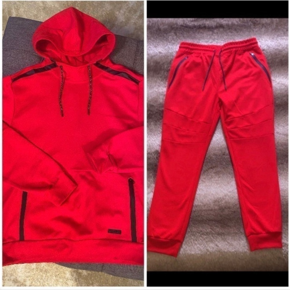 NWT Southpole Tech Fleece Jogger Sweat Suit - Red & Black - Men size L / XL